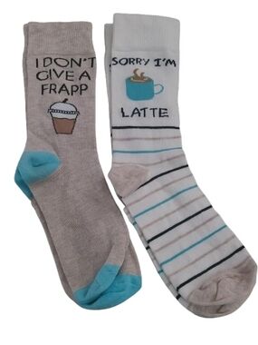 Novelty Coffee Print Crew Socks